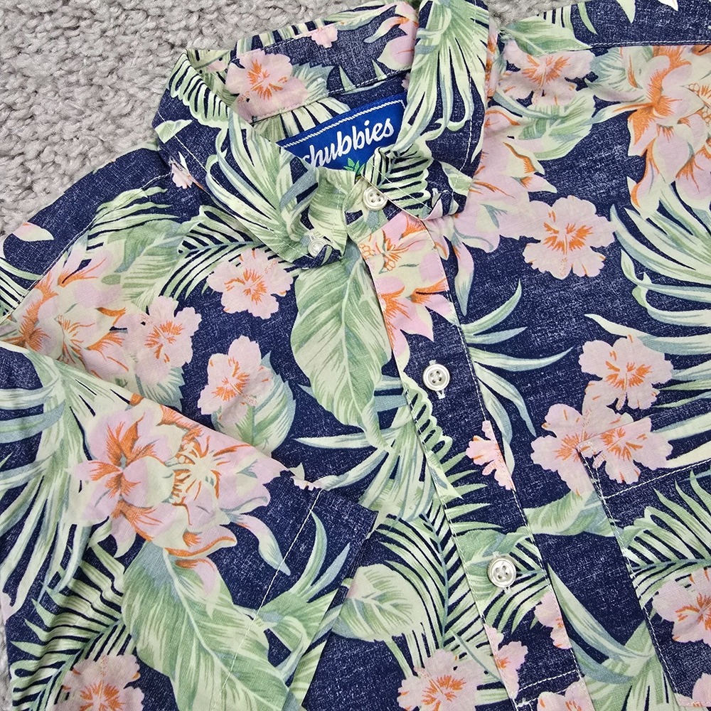 Chubbies Mens Tropical Floral Reverse‎ Print Button Up Shirt Size S Beach Resort